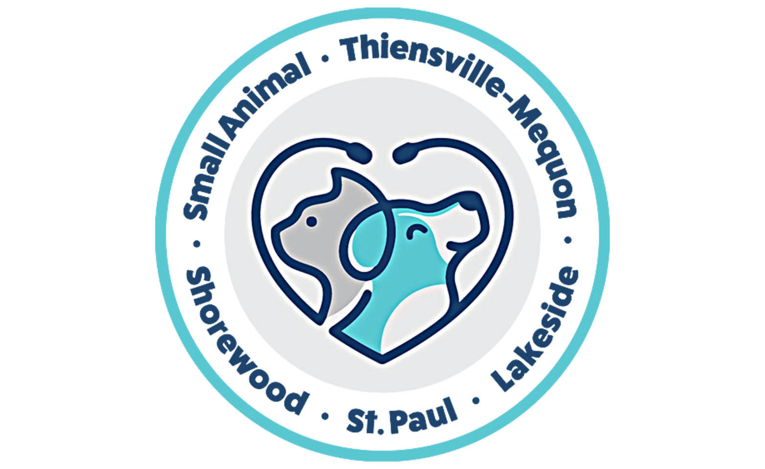 Logo of dog and cat in a circle for Small Animal, Thiensville-Mequon, Lakeside, St. Paul, and Shorewood